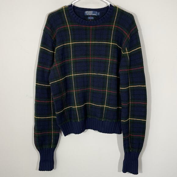 Vintage Polo Ralph Lauren Tartan Plaid Sweater Men’s Size Large Multicolor - Picture 3 of 5